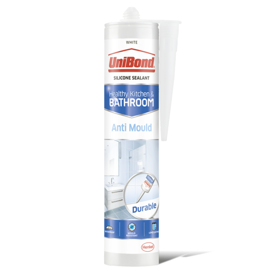 UniBond Anti-Mould White, Waterproof Mould Protection Kitchen & Bathroom Sealant, Long-lasting White Silicone Sealant, Powerful Shower Sealant 274ML UniBond Anti-Mould White, Waterproof Mould Protection Kitchen & Bathroom Sealant, Long-lasting White Silicone Sealant, Powerful Shower Sealant 274ML